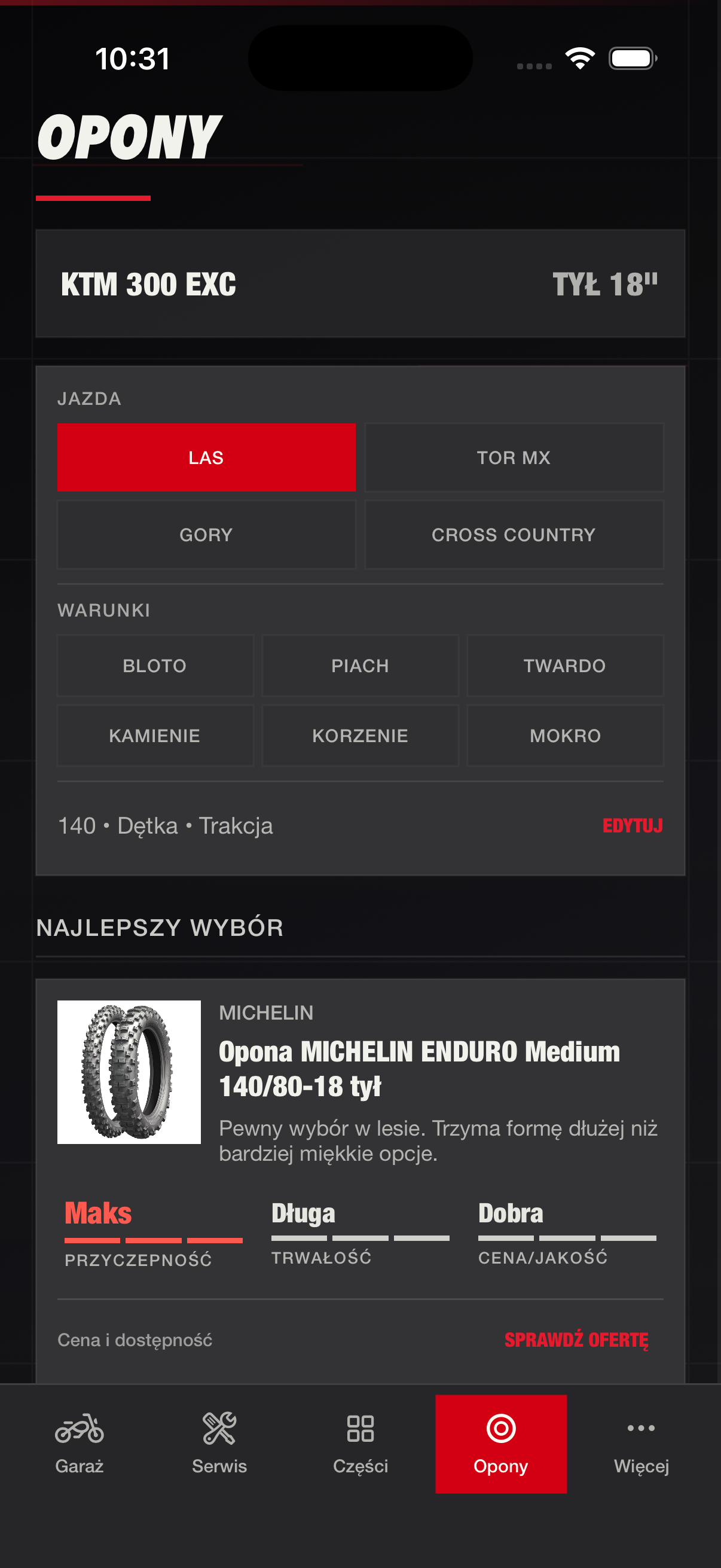 Ekran Opony z doborem opon do warunków jazdy